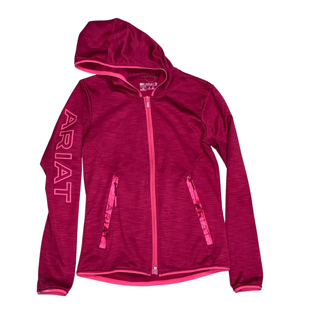 Ariat Byron Full Zip Hoodie‎ Women XS Raspberry Pink AriatTEK Barn Horse Cowgirl